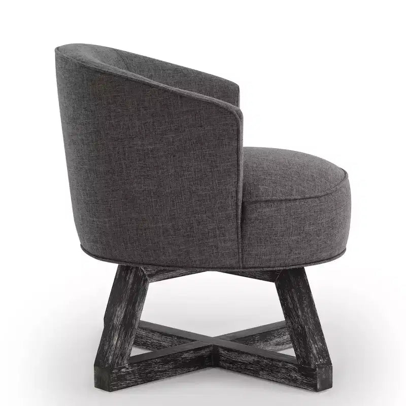 Sedia Glenn Girevole a 360° in Lino con Base a Croce in Legno di Gomma