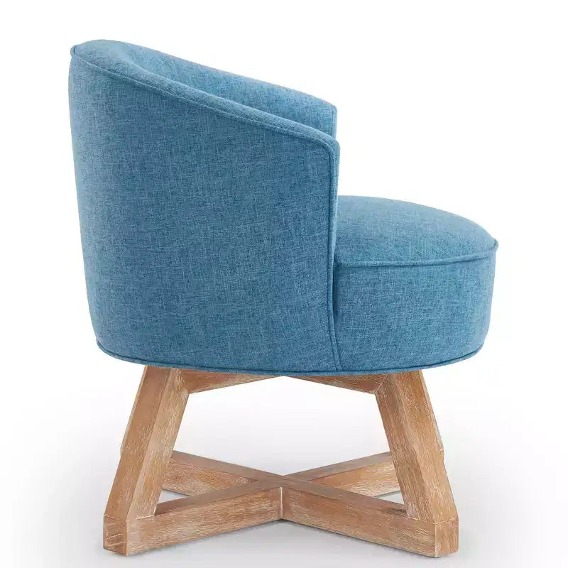Sedia Glenn Girevole a 360° in Lino con Base a Croce in Legno di Gomma