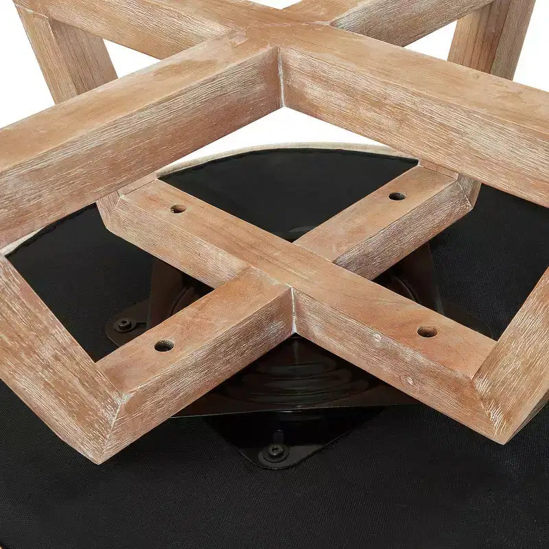 Sedia Glenn Girevole a 360° in Lino con Base a Croce in Legno di Gomma