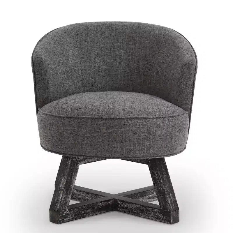 Sedia Glenn Girevole a 360° in Lino con Base a Croce in Legno di Gomma