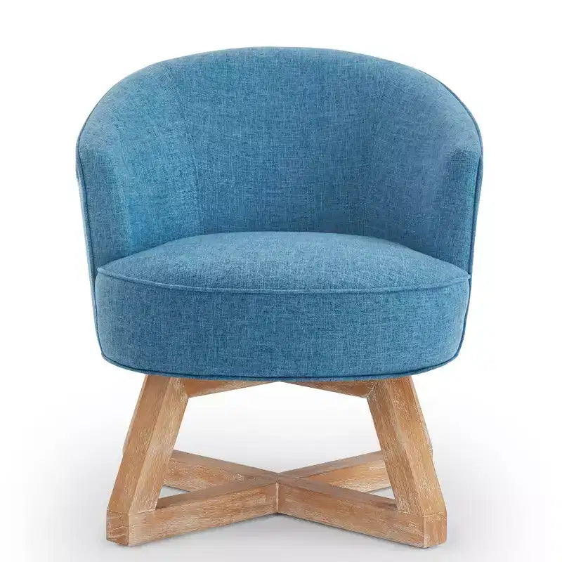 Sedia Glenn Girevole a 360° in Lino con Base a Croce in Legno di Gomma
