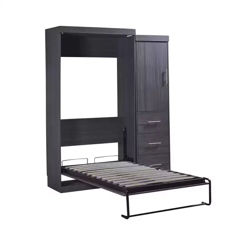 Letto a scomparsa in legno con armadio e cassetti