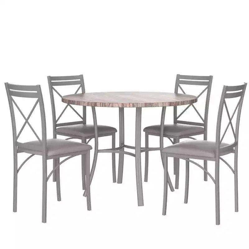 Tavolo da pranzo rotondo da 36 pollici per 4 persone, piano in finto marmo con gambe in metallo per cucina, piccoli spazi