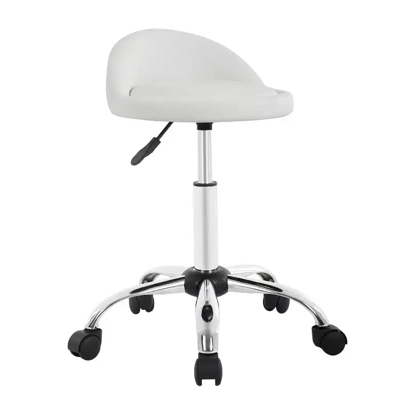 Sgabello Girevole Regolabile in Altezza per Salone, Sedia da Estetista con Comoda Seduta in Pelle Sintetica e Base in Metallo Cromato