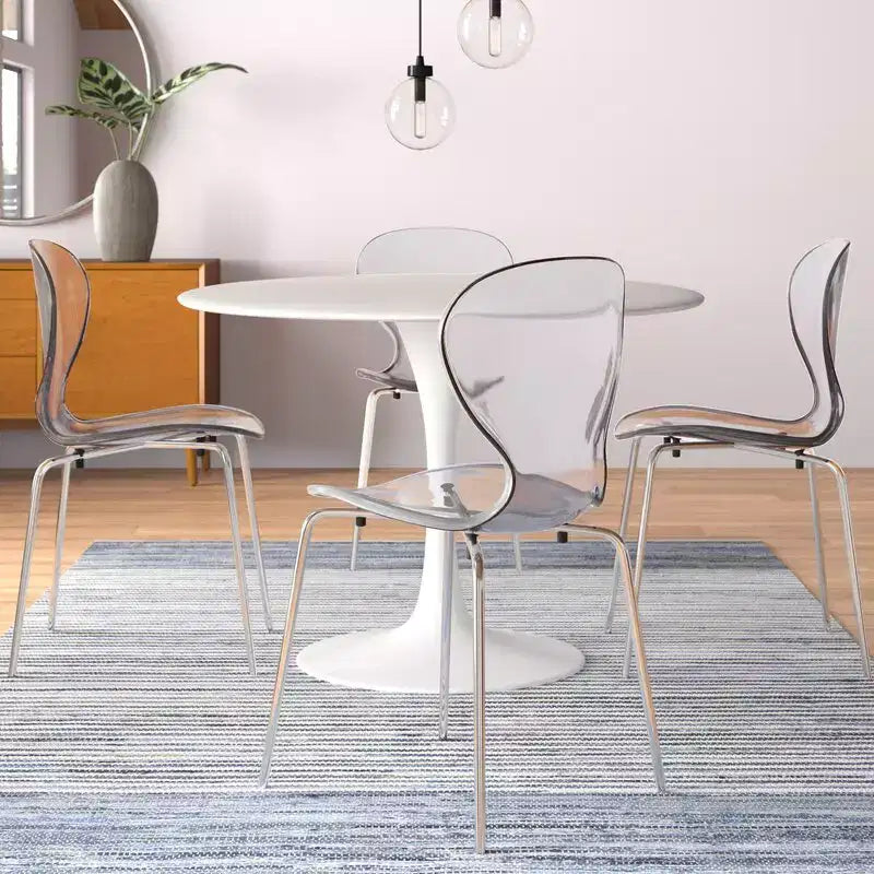 Set da Pranzo 5 Pezzi Bianco - Tavolo Rotondo e 4 Sedie da Pranzo Ergonomiche in Plastica