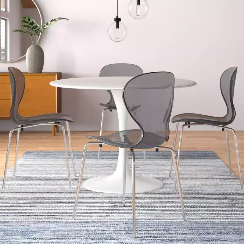 Set da Pranzo 5 Pezzi Bianco - Tavolo Rotondo e 4 Sedie da Pranzo Ergonomiche in Plastica