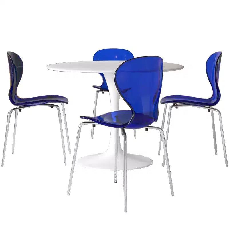 Set da Pranzo 5 Pezzi Bianco - Tavolo Rotondo e 4 Sedie da Pranzo Ergonomiche in Plastica