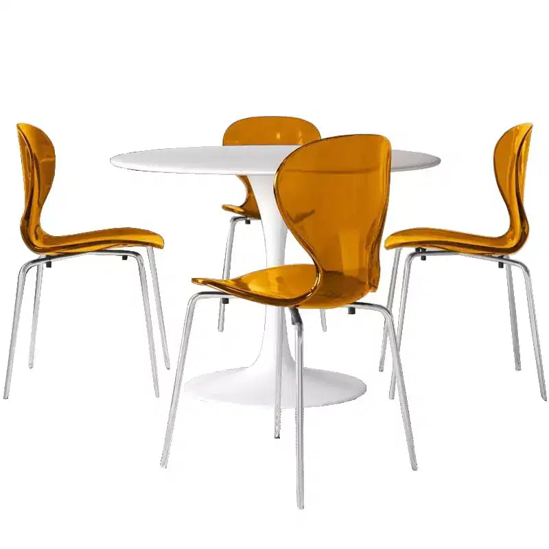 Set da Pranzo 5 Pezzi Bianco - Tavolo Rotondo e 4 Sedie da Pranzo Ergonomiche in Plastica