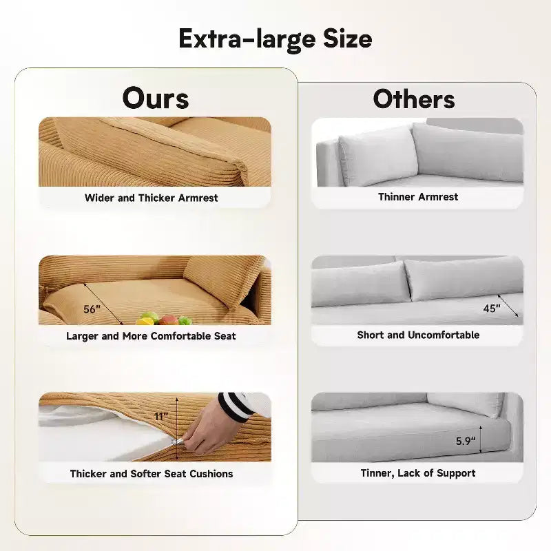 41.34 Poltrona accentata oversize in velluto a coste, poltrona divano con pouf e seduta ampia, poltrone moderne da lettura per camera da letto e soggiorno