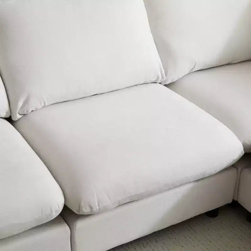 Divano sezionale modulare moderno imbottito a 5 pezzi, bianco