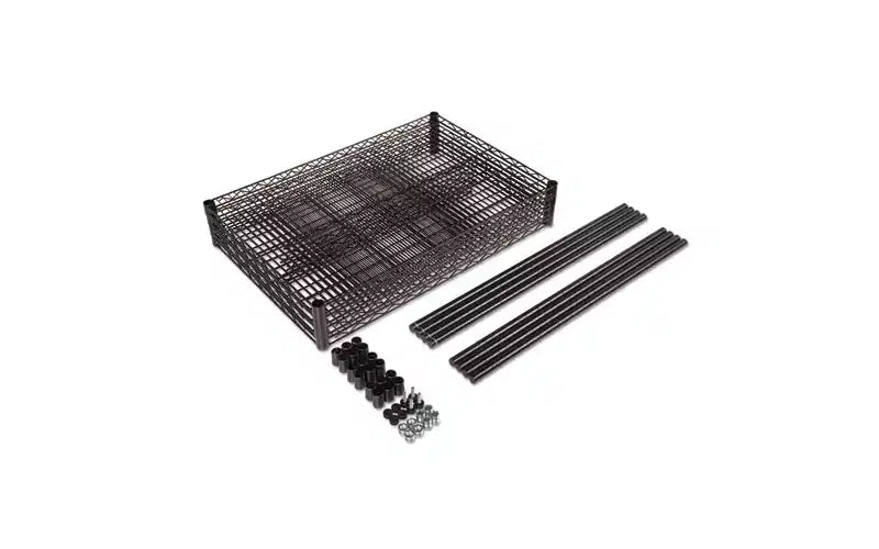 Kit Scaffalatura a quattro ripiani in filo, certificata industriale, 36l x 24p x 72h, nera