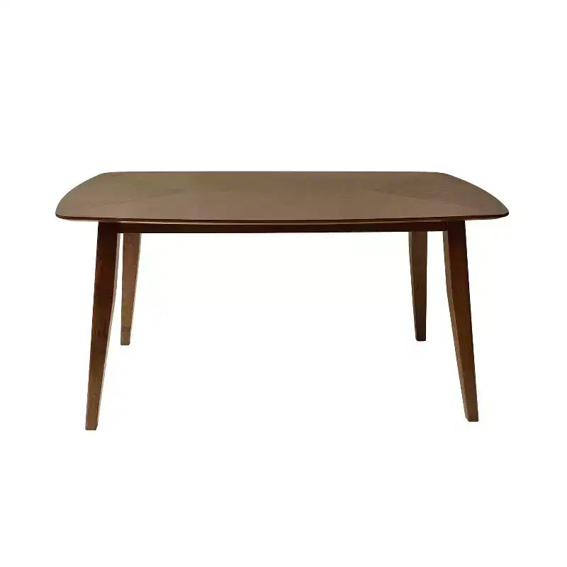 Set da pranzo imbottito in legno di gomma stile Mid-Century Modern, 7 pezzi