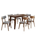 Set da pranzo imbottito in legno di gomma stile Mid-Century Modern, 7 pezzi