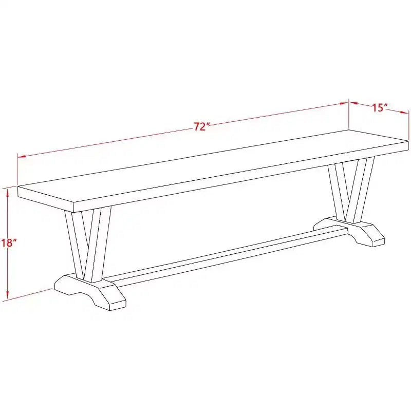 Panca Moderna per Tavolo da Pranzo con Seduta in Legno, 72x15x18 Pollici, Nero Spazzolato