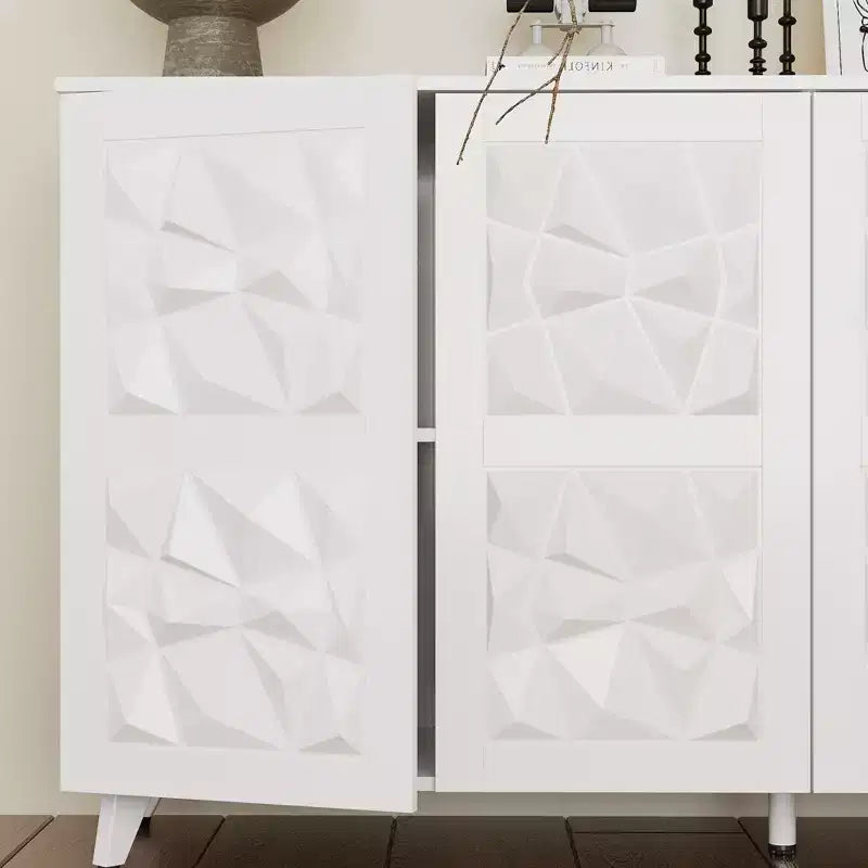 Cassettiera 4 ante in stile "diamante" - Superficie effetto tessuto per il soggiorno