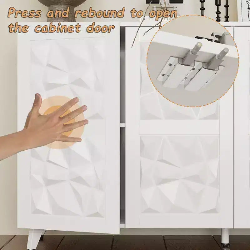 Cassettiera 4 ante in stile "diamante" - Superficie effetto tessuto per il soggiorno