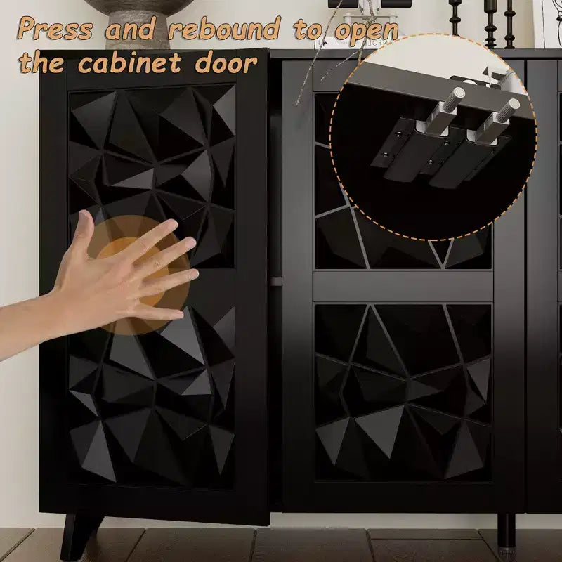 Cassettiera 4 ante in stile "diamante" - Superficie effetto tessuto per il soggiorno