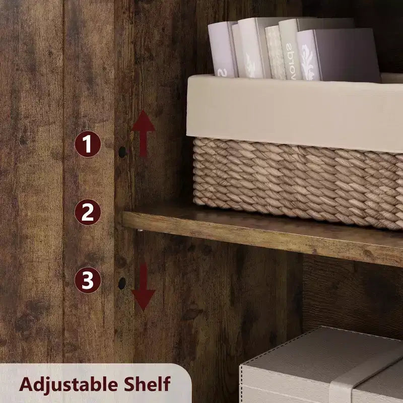 Credenza con ante in vetro Hutch, mobile dispensa alto 54" con ripiani regolabili per soggiorno
