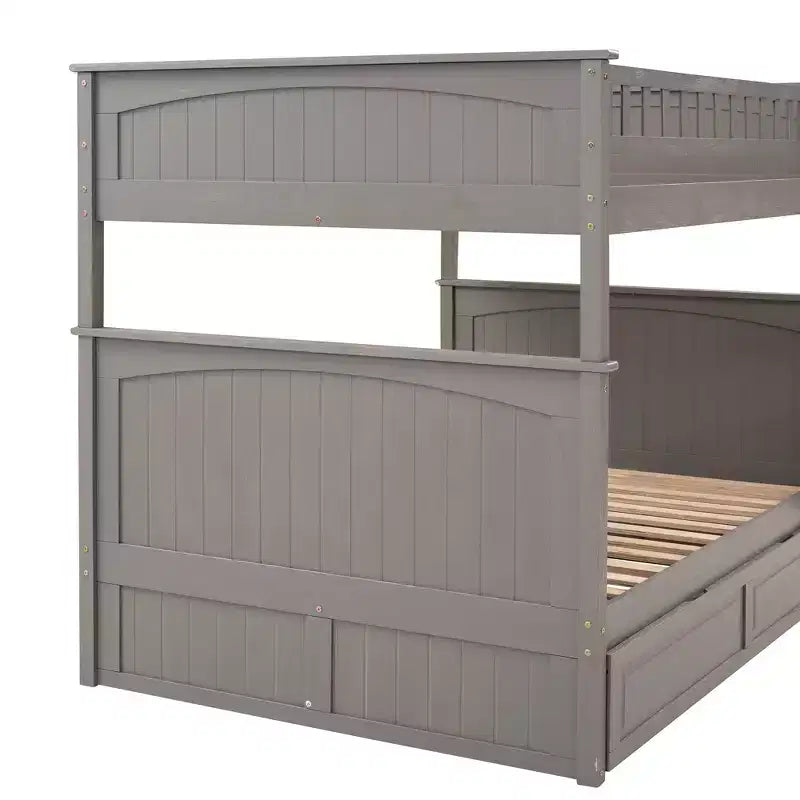 Letto a castello Full su Full con letto estraibile, struttura letto a castello in legno di dimensioni Full per bambini e ragazzi