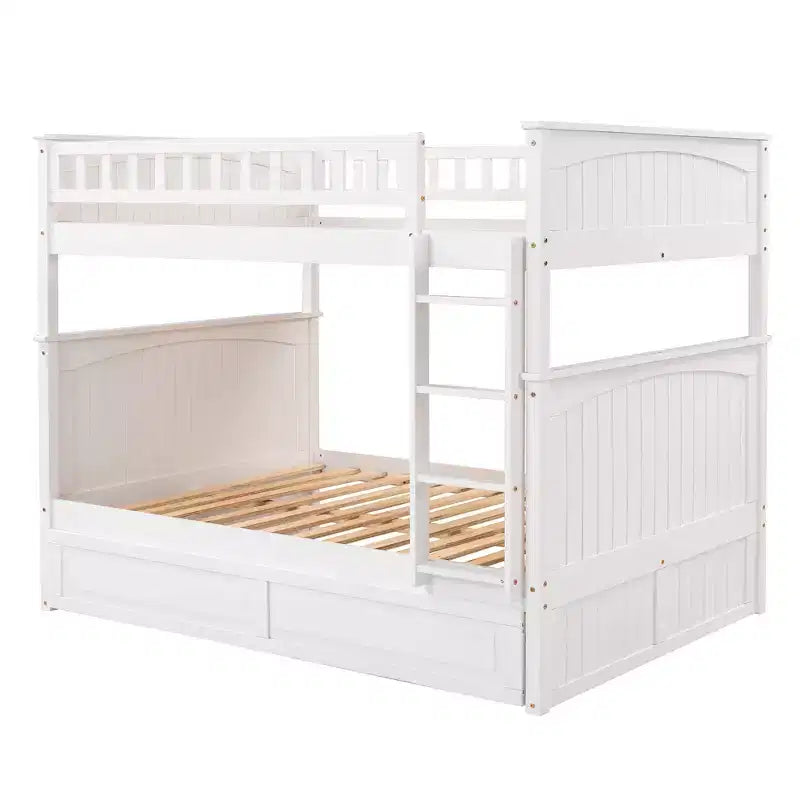 Letto a castello Full su Full con letto estraibile, struttura letto a castello in legno di dimensioni Full per bambini e ragazzi