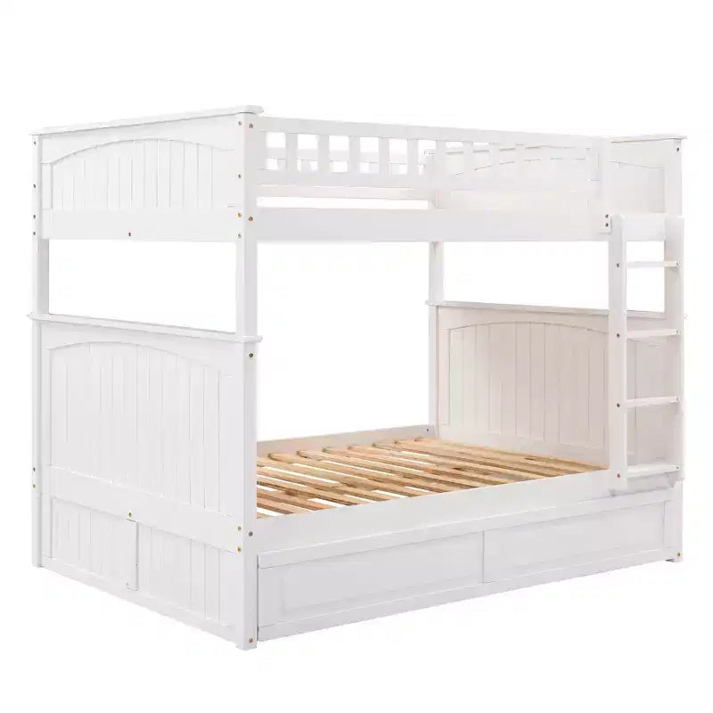 Letto a castello Full su Full con letto estraibile, struttura letto a castello in legno di dimensioni Full per bambini e ragazzi
