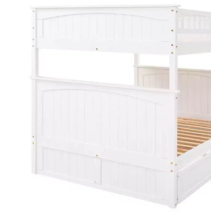 Letto a castello Full su Full con letto estraibile, struttura letto a castello in legno di dimensioni Full per bambini e ragazzi