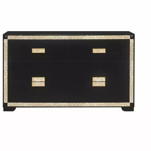 HomeStock 20.25 in.H Chip Board Horizontal Dressers with 4 - Drawers in Black