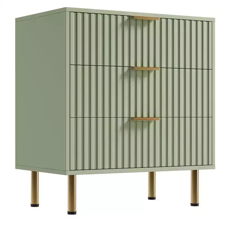 Comò a 3 cassetti per camera da letto, comodino moderno scanalato con cassetti profondi, cassettiera con piano largo, organizer in legno, tavolino