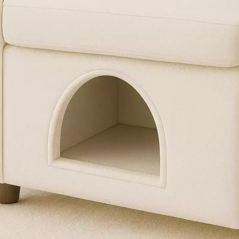 Semplice Poltrona con Orecchie da Coniglio, Cuccia Nascosta Integrata per Gatti e Cani, Poltrona Singola Pet-Friendly per Camera da Letto e Soggiorno