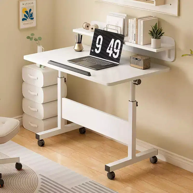 Scrivania Regolabile in Piedi (80x40cm, Altezza 65-87cm) Scrivania per Computer Mobile e Pieghevole con Ruote per Ufficio Domestico, Tavolo Portatile Rotolante