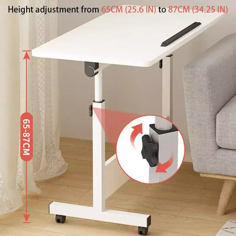 Scrivania Regolabile in Piedi (80x40cm, Altezza 65-87cm) Scrivania per Computer Mobile e Pieghevole con Ruote per Ufficio Domestico, Tavolo Portatile Rotolante