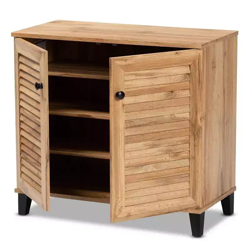 Mobiletto portaoggetti a 2 ante Marrone Rovere Stile Nautico, 4 ripiani fissi, Struttura in legno